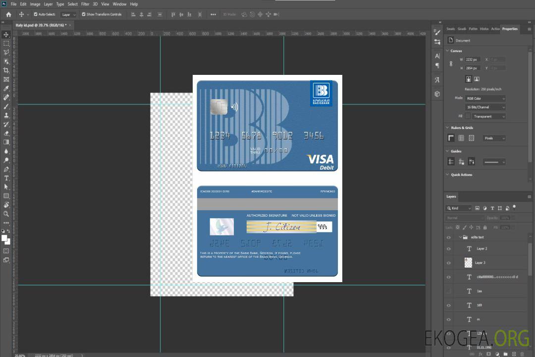 Carte de débit visa de la Georgia Basis Bank template